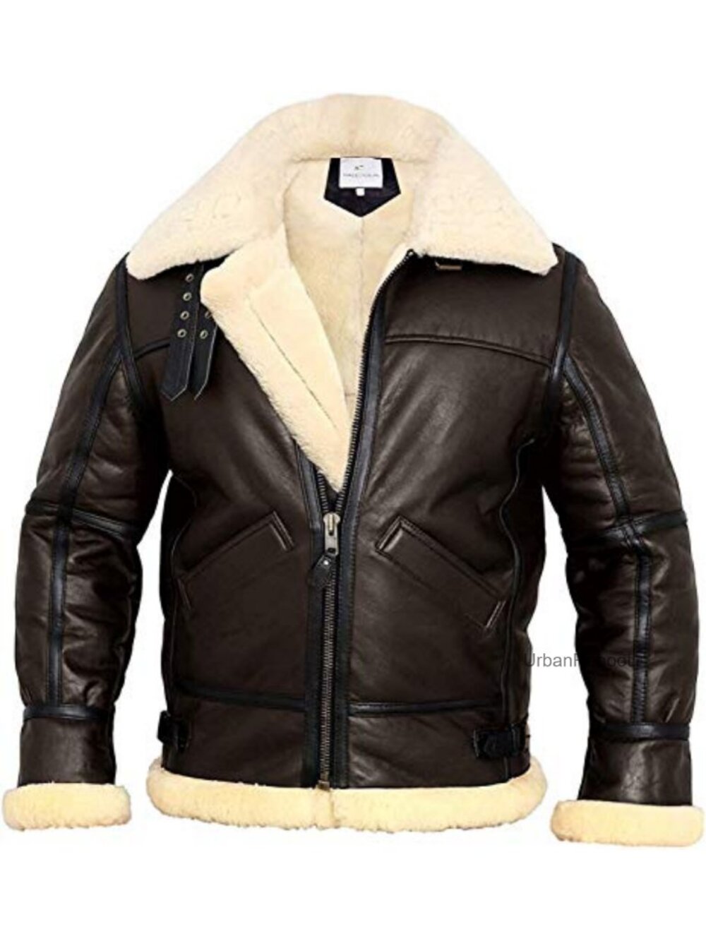 B3 Shearling Bomber Jacket Aviator Real Leather Winter Coat Men